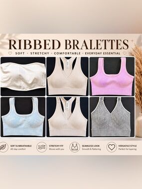 Zenana set of 6 bralettes. 4 padded, 0ne unpadded and one bandeau.